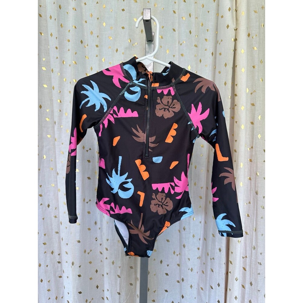 Cotton On Kids Lydia Low One Piece Hawaiian Long Sleeve Rash Guard Swimsuit 3